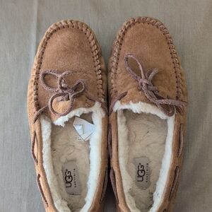 UGG Chestnut Suede Lined Moccasin Slippers